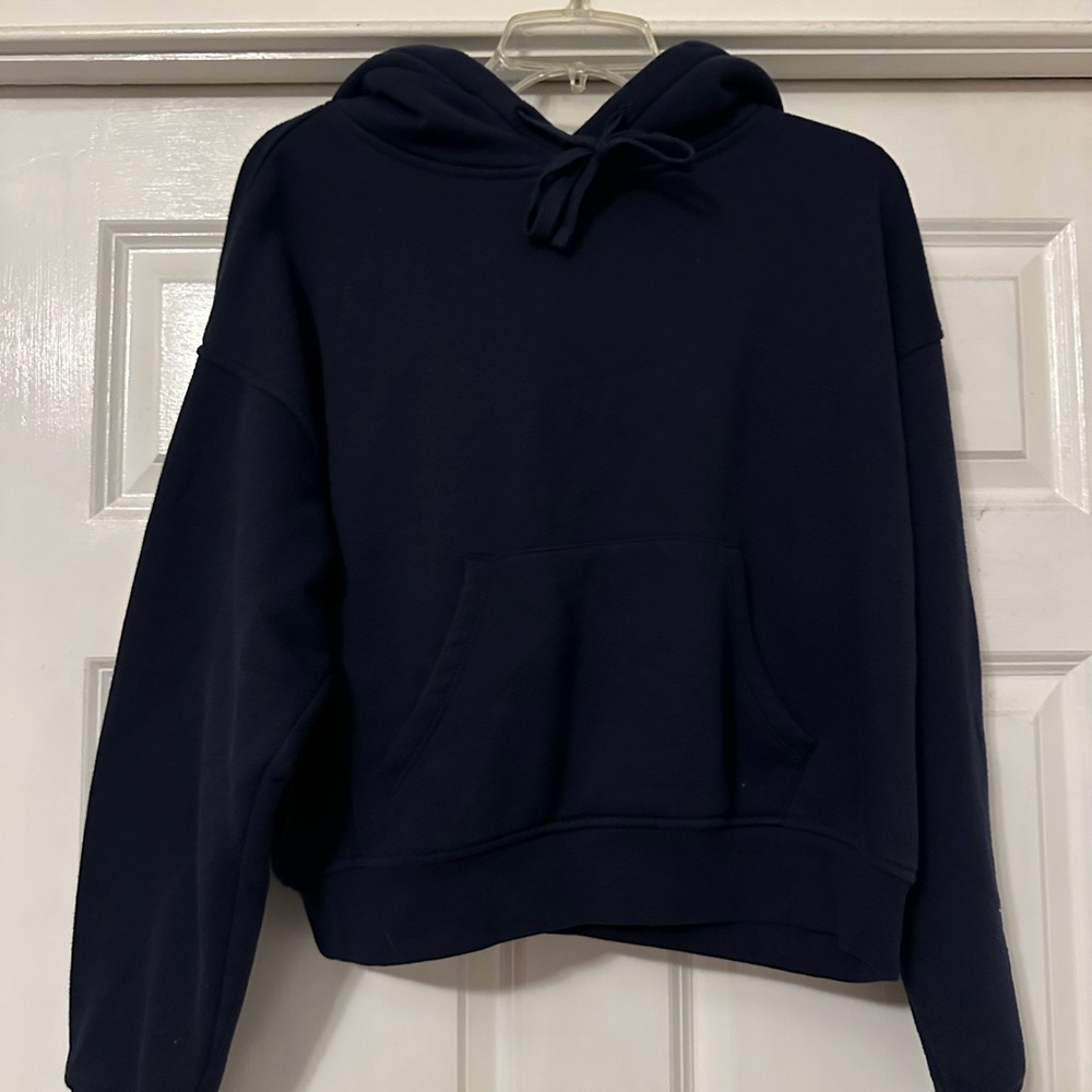 Cozy Dark Blue Cropped Hoodie